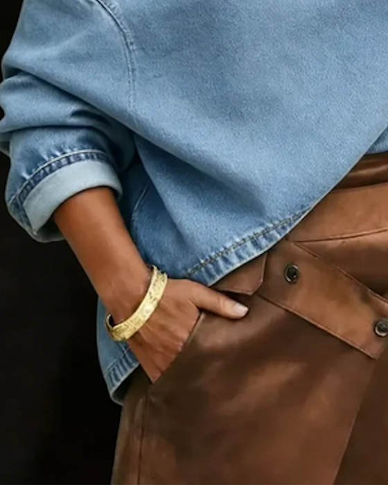 Haut Hors Épaule Lâche Denim Manches Longues
