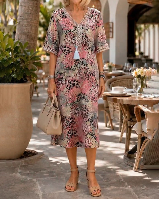 Robe Coloré Léopard Imprimé Midi