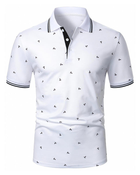 T-Shirt Col Polo Motif Flèche Décontracté