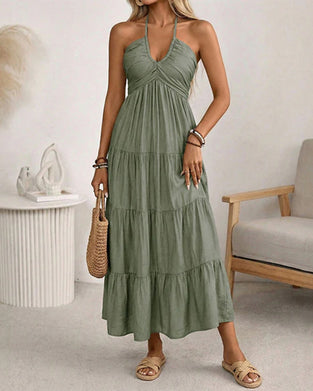 Robe Halter Bandeau Volant Multi-Couches
