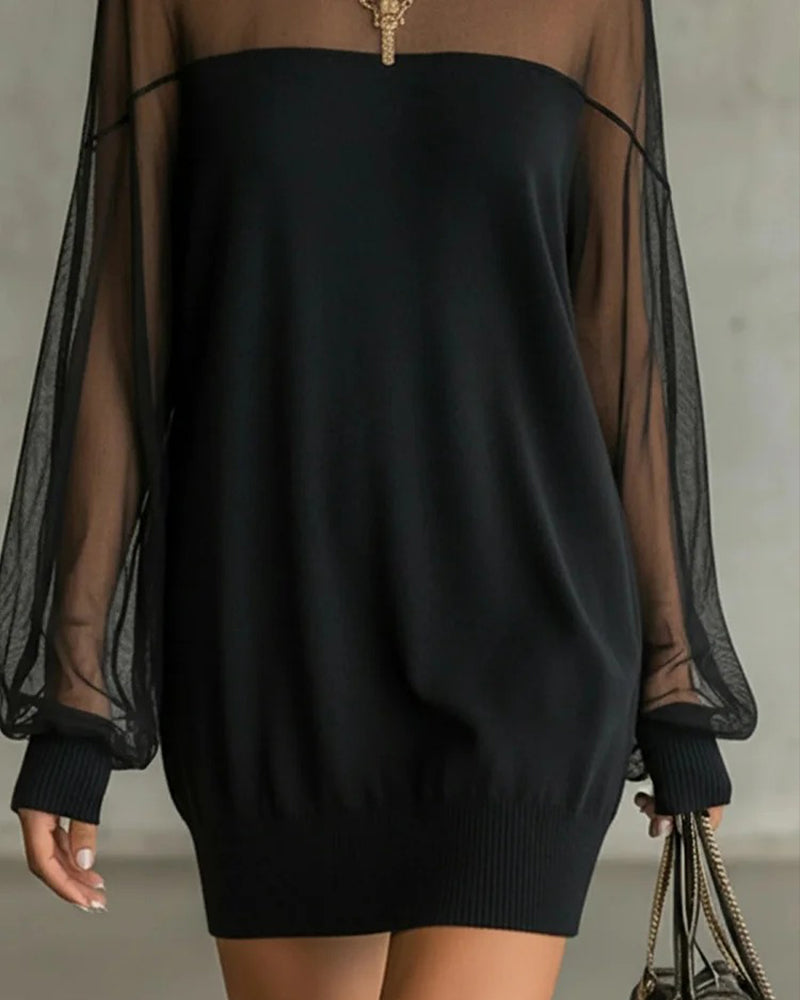 Robe Manche Lanterne Unie Patchwork