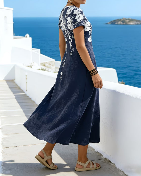 Robe Col V Taille Cintrée Évasée