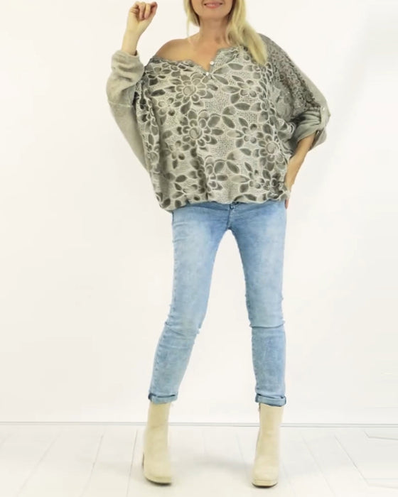 Blouse imprimée à manches longues tempérament