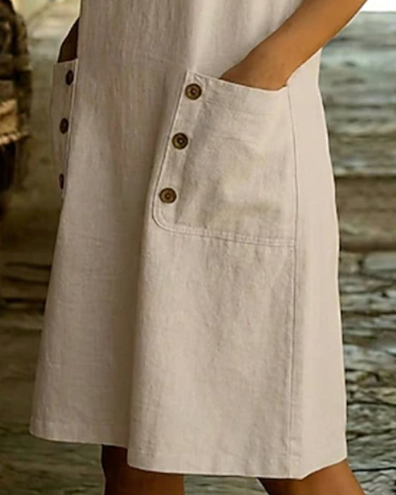 Robe Unie Poche Sans Manches Tank