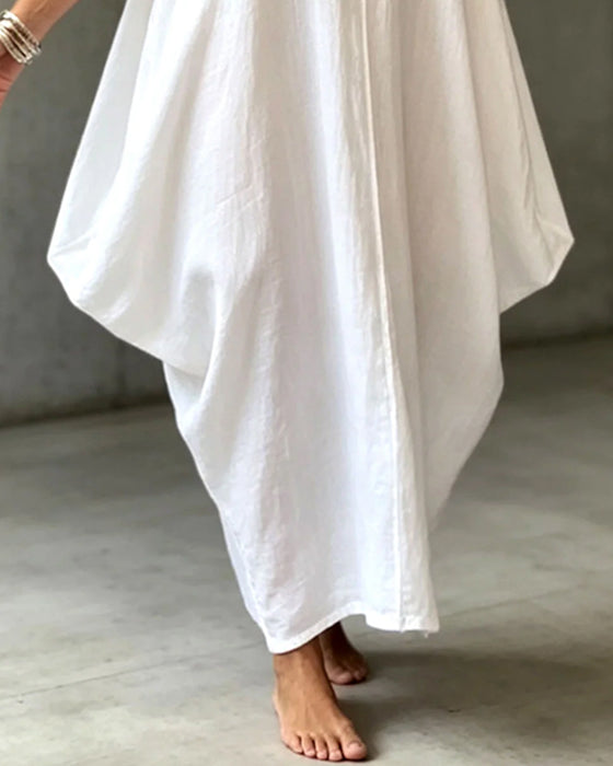 Robe À Col Rond Unie Et Coupe Ample