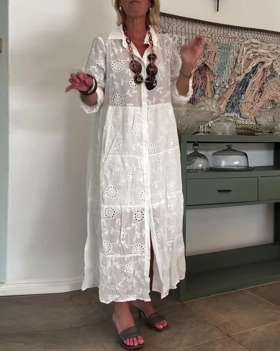 Robe Élégant Creux Fleur