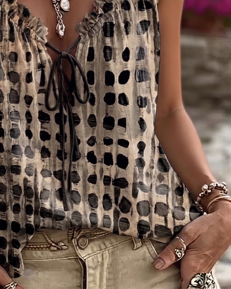 Tank Tops Polka Dot Imprimé Volant