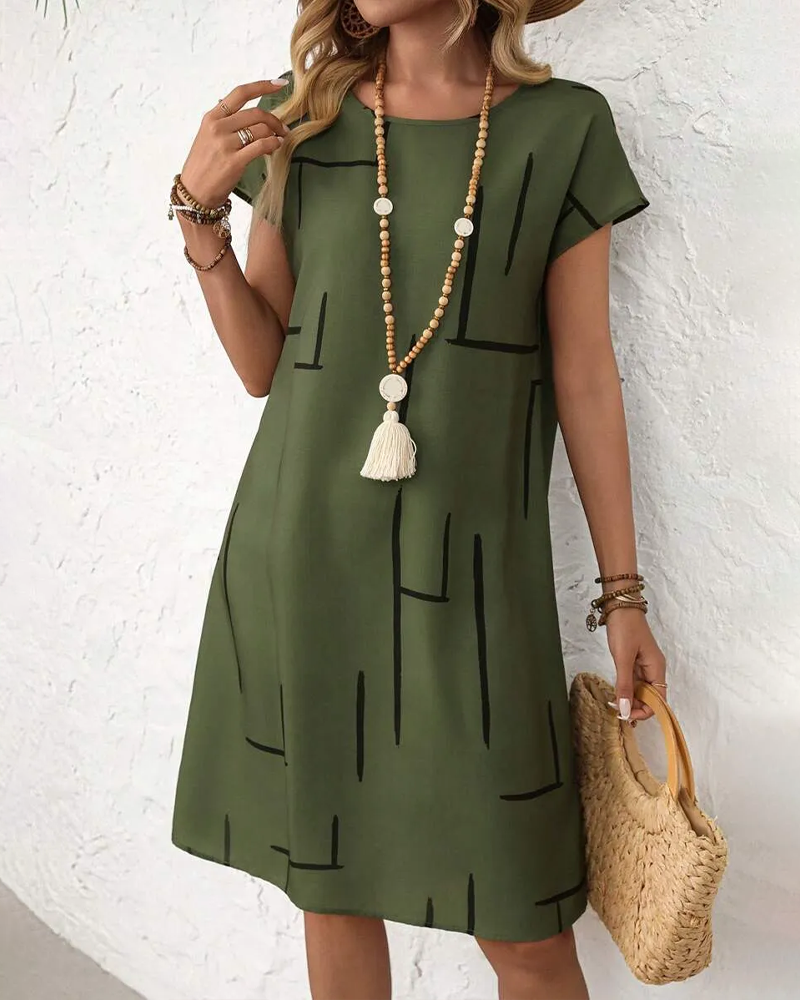 Robe Femme Été Décontracté Imprimé Col Rond