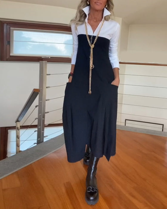 Jupe à poches zippées de couleur unie à la mode