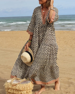 Robe À Motif Losange Et Coupe Ample