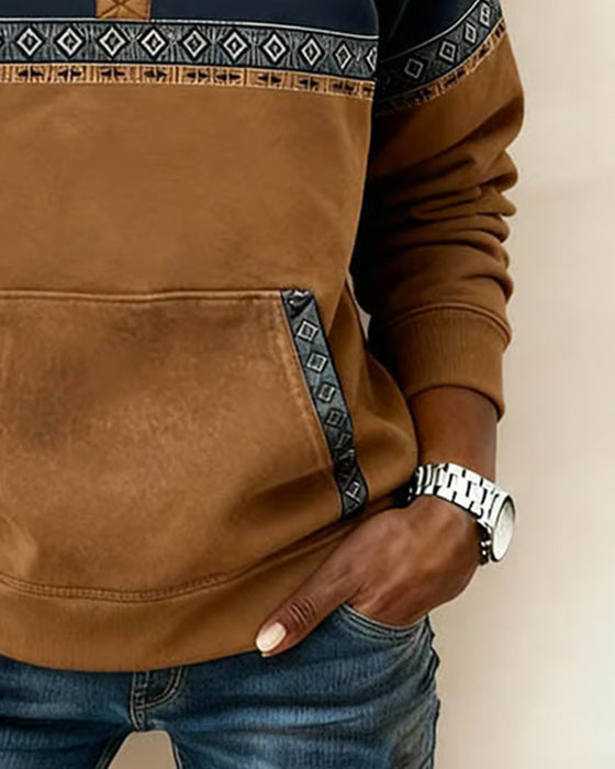 Sweat Rétro À Coupe De Couleur Et Col En Fourrure