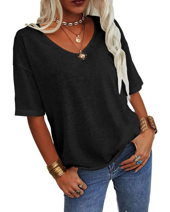 Haut Femme Manches Courtes Col V