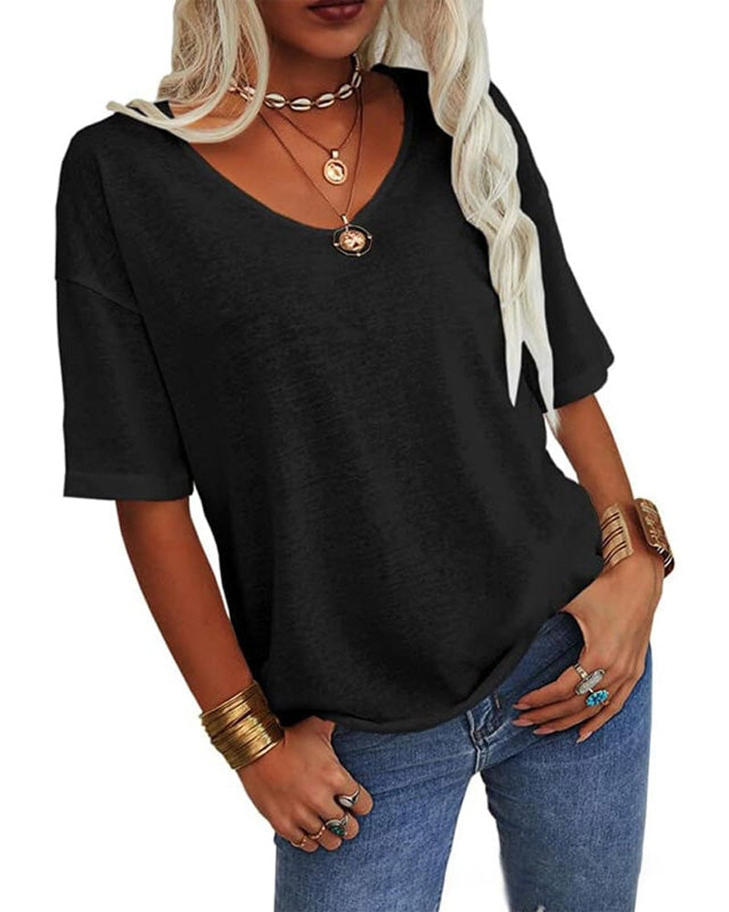 Haut Femme Manches Courtes Col V
