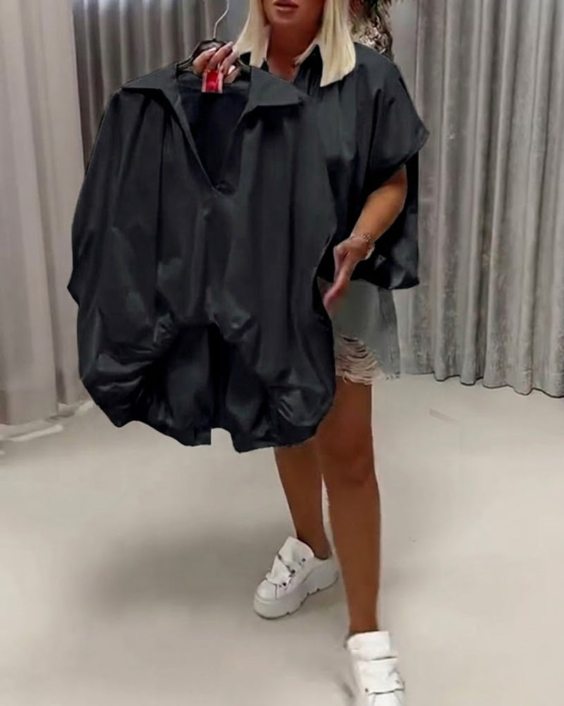Blouse Col Coupe Loose Manche Chauve-Souris