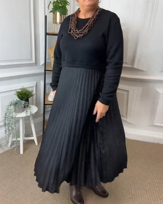 Robe élégante en patchwork avec encolure ronde