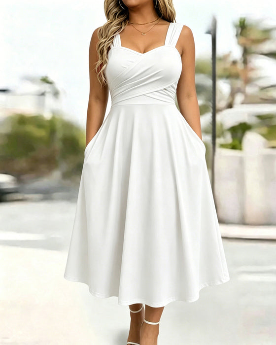 Robe Froncée Bandeau Taille Haute