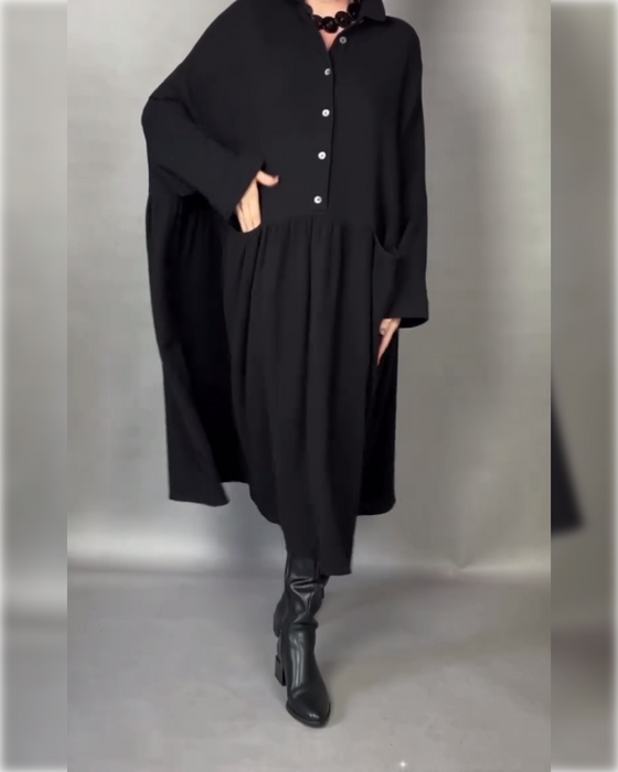 Robe Oversize En A Avec Col À Boutons