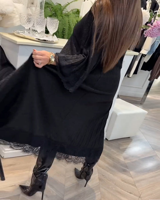 Robe Col Rond Ample Dentelle Patchwork