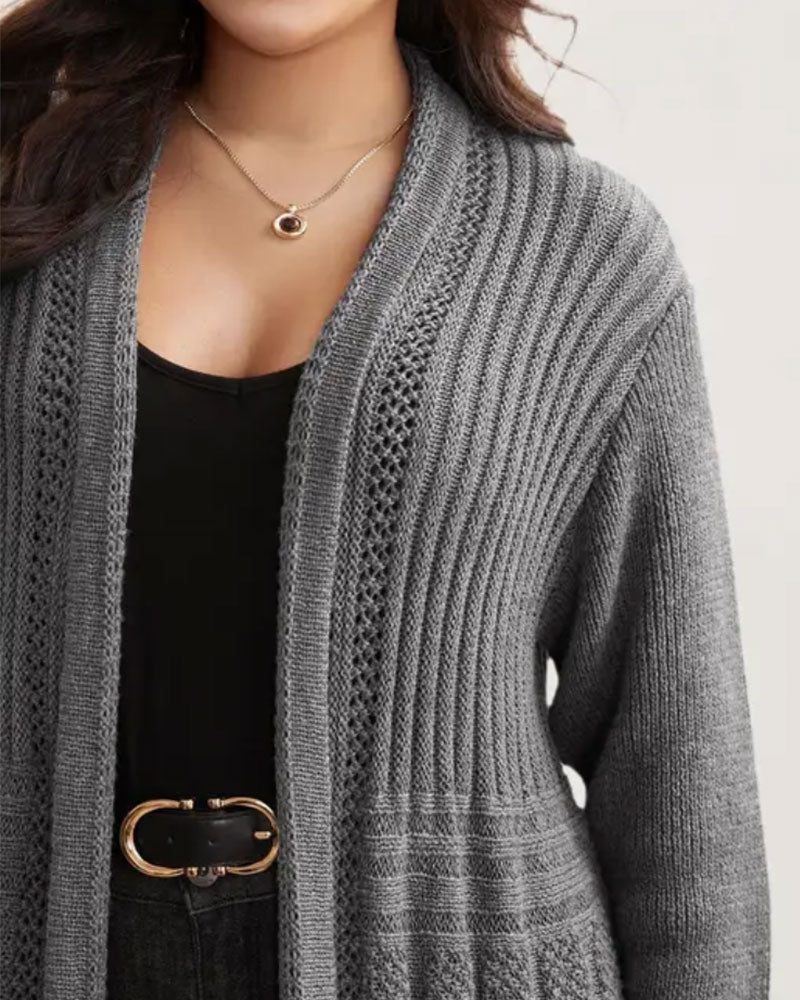 Cardigan Long Uni Décontracté