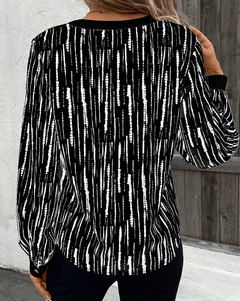 Blouse À Imprimé Géométrique Tendance