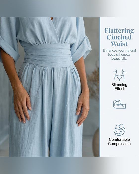 Jumpsuit Col V Croisé Cintré Jambe Large