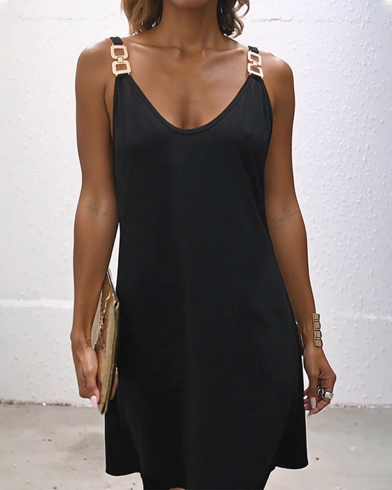 Robe Décontractée Uni À Bretelles