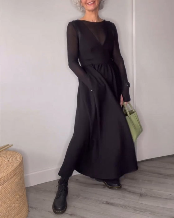 Robe Plissée À Large Ourlet Avec Bretelles