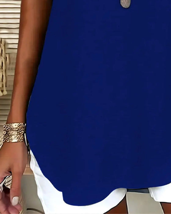 Blouse Décontractée Épaule Descendue Col En V Manches Courtes