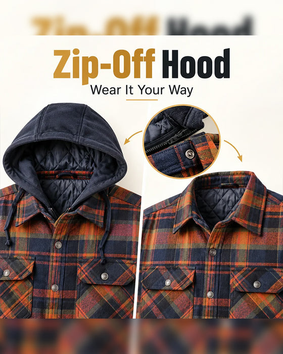 Manteau Homme À Carreaux À Capuche Boutonnage