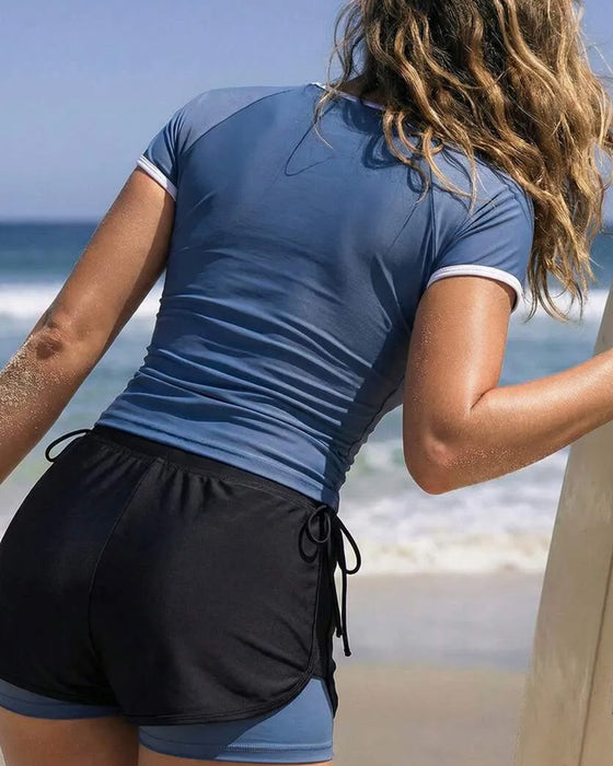 Tankini À Bloc De Couleur Cordon Fendu