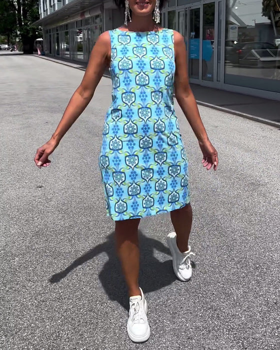 Robe slim imprimée sans manches