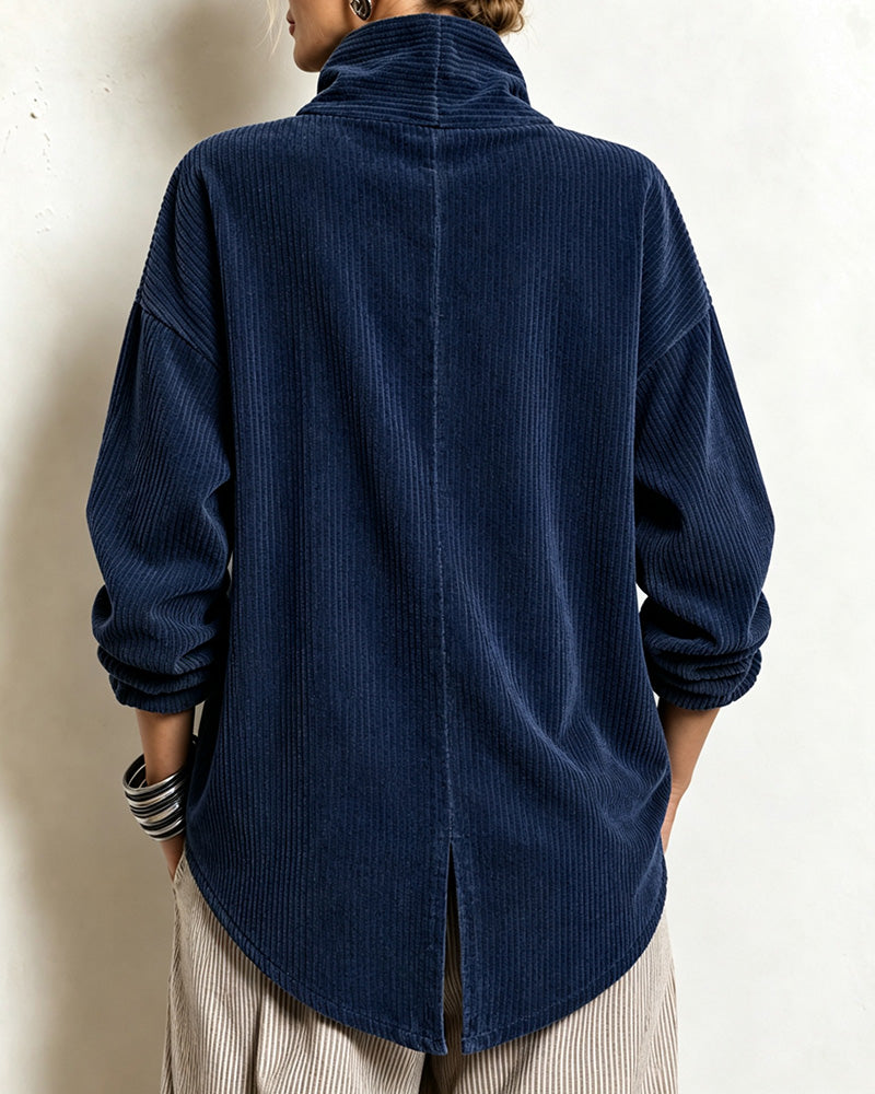 Manteau Col Roulé Bouton Lâche