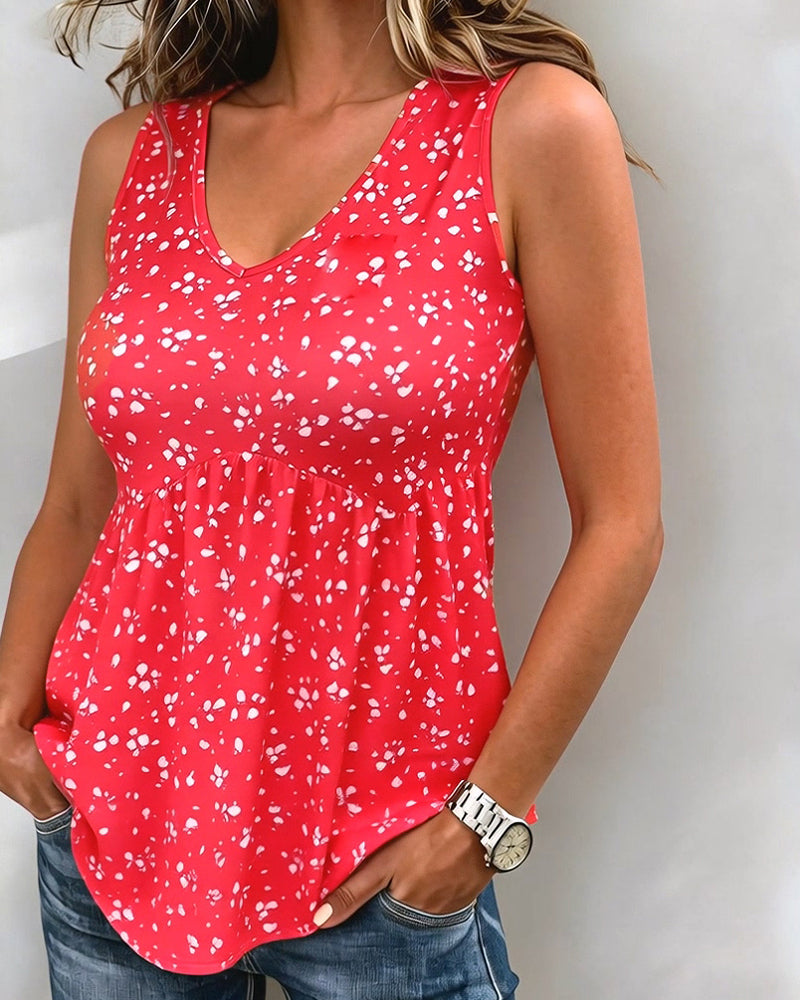Débardeur Col En V Imprimé Floral Babydoll