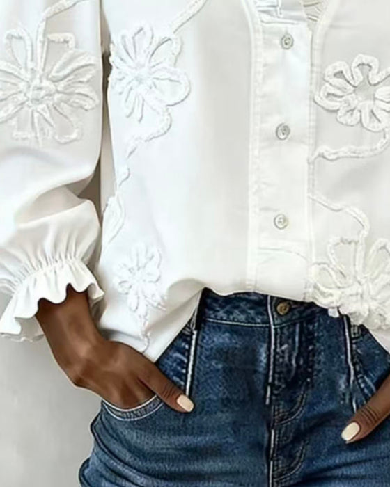 Blouse Volant Manche Bouffante