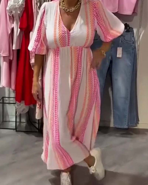 Robe Femme Col V Imprimé