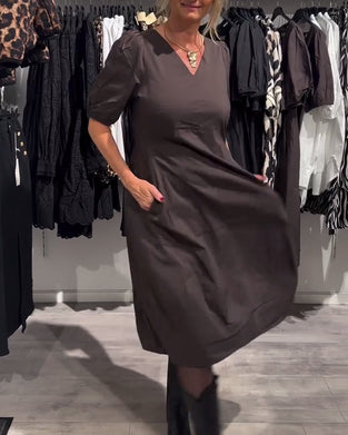 Robe Col V Poche Décontractée