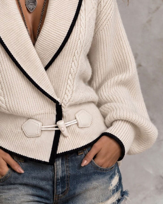 Cardigan Revers Contraste Pull