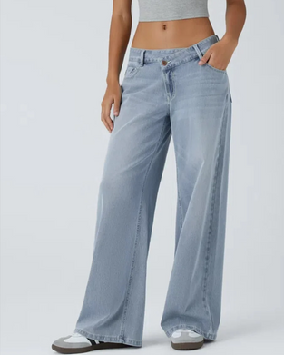 Jean Asymétrique Taille Basse Jambe Large