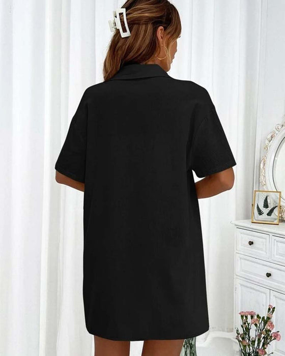 Ensemble chemise et short décontracté de couleur unie