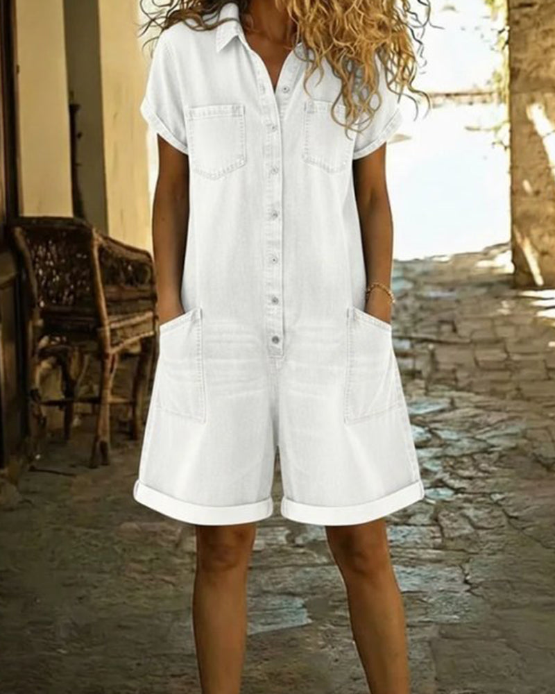 Combinaison Court Manche Denim