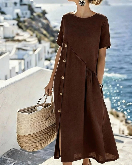Robe Bouton Décor Décontractée