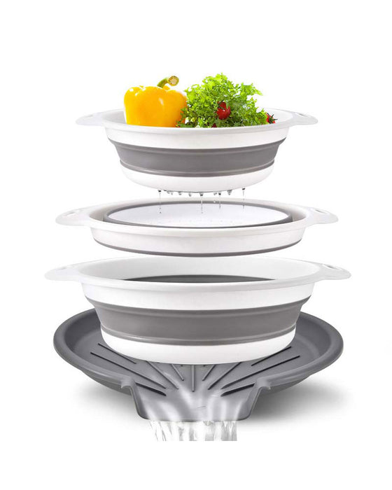 Ensemble Passoire Égouttoir De Cuisine Pliable Avec Plateau D'Égouttage