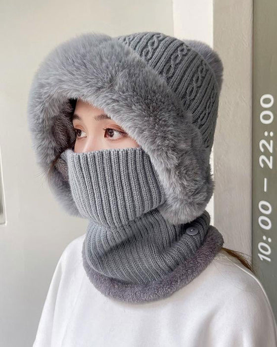 Bonnet Et Écharpe Tricotés Tout-En-Un