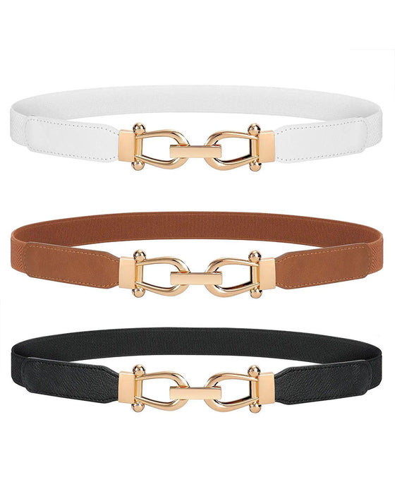 Ceinture Taille Stretch Pour Femme Ceinture Élastique Rétro Fine Avec Boucle Dorée