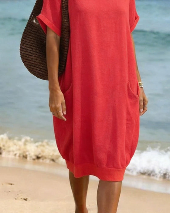 Robe Col Rond Ample Poche