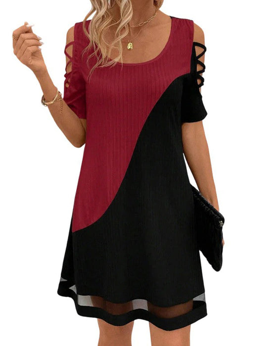 Robe Bloc Couleur Manches Courtes