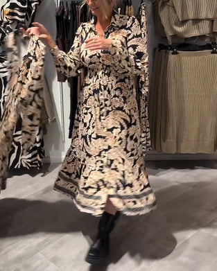 Robe De Mode À Col À Revers Imprimée