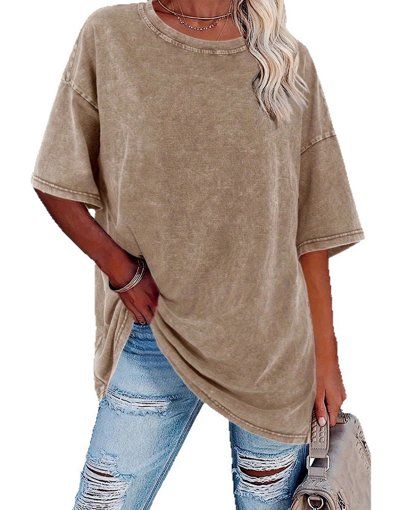 T-Shirt Coupe Loose Décontracté Manches Courtes