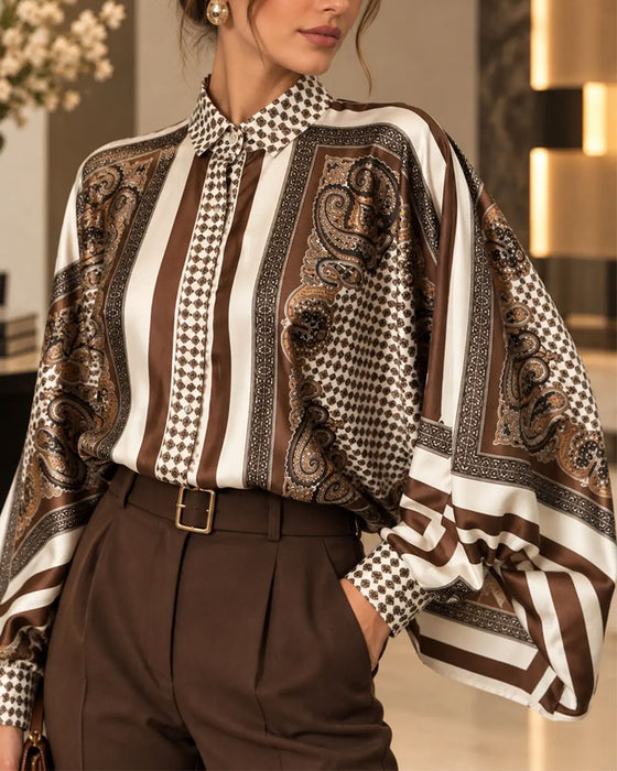 Blouse Imprimé Décontractée Manche Longue