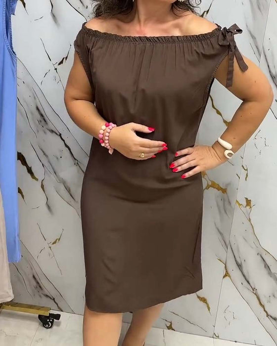 Robe Off-Shoulder Cravate Unie